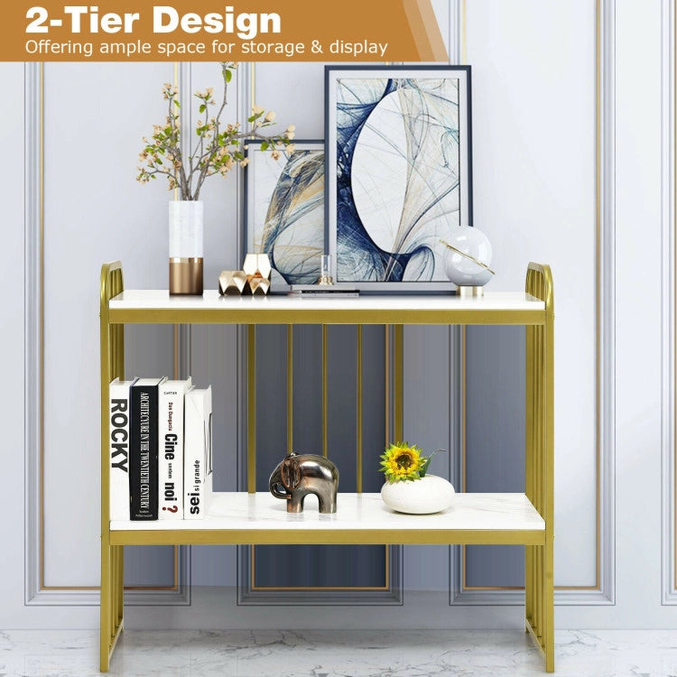 2-Tier Modern Buffet Console Table with Storage Shelf