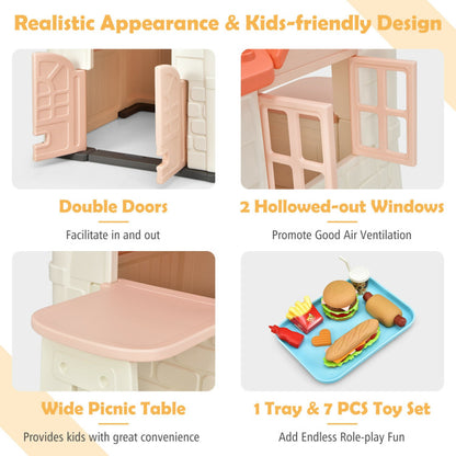 Costway Kid’s Playhouse Pretend Toy House For Boys and Girls 7 Pieces Toy Set