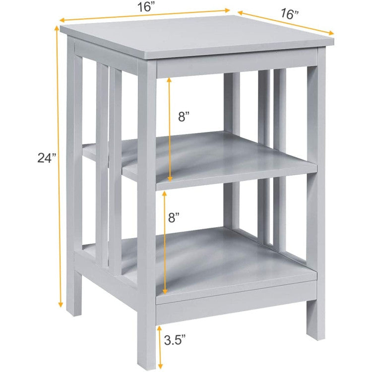 2 Pieces 3-Tier Nightstand with Reinforced Bars and Stable Structure