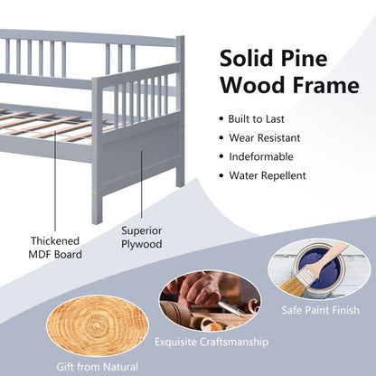Modern Twin Size Daybed Frame with Wooden Slats Support