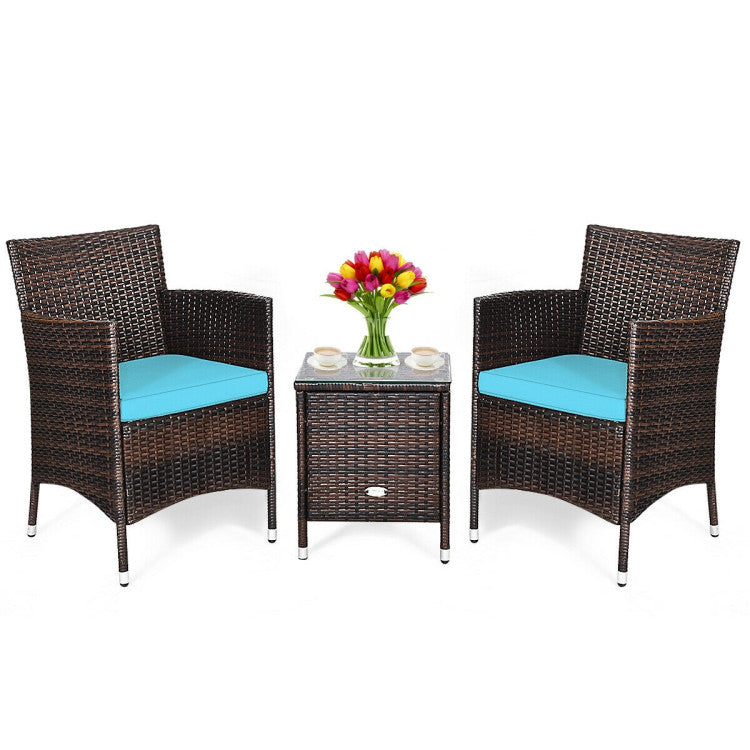 3-Piece Ergonomic Wicker Patio Conversation Set