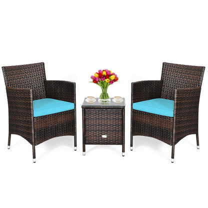 3-Piece Ergonomic Wicker Patio Conversation Set