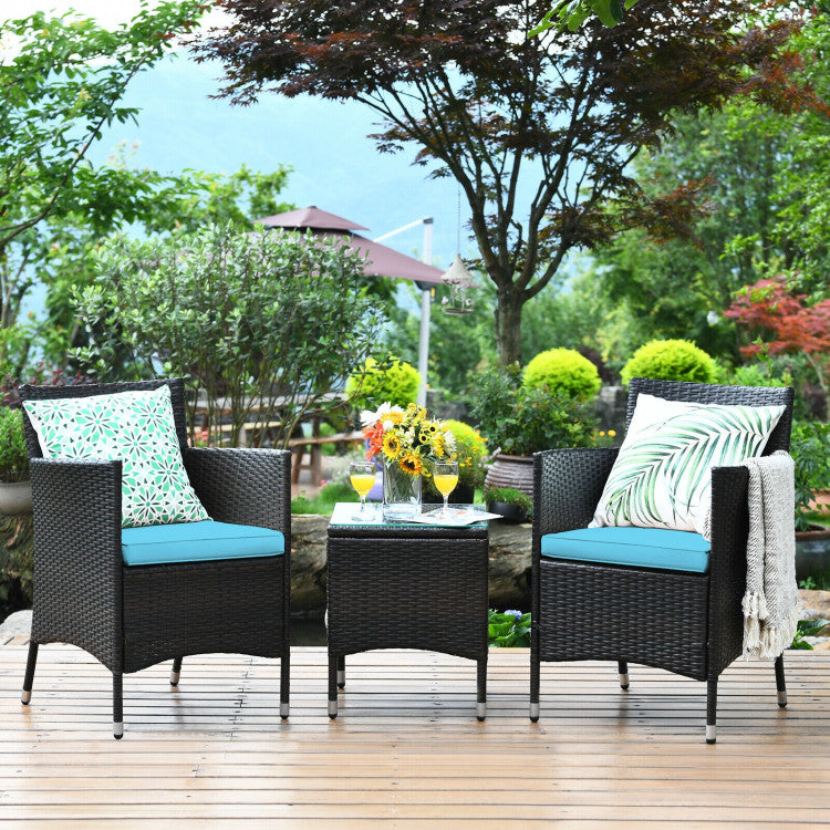 3-Piece Ergonomic Wicker Patio Conversation Set