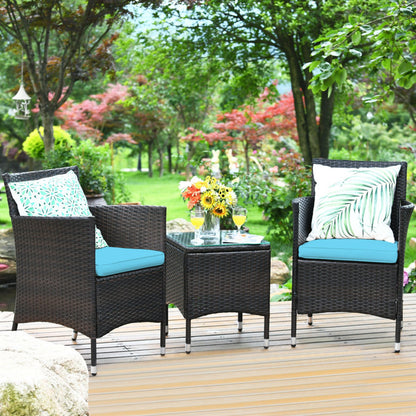 3-Piece Ergonomic Wicker Patio Conversation Set