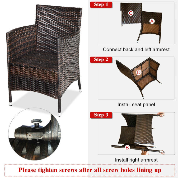 3-Piece Ergonomic Wicker Patio Conversation Set