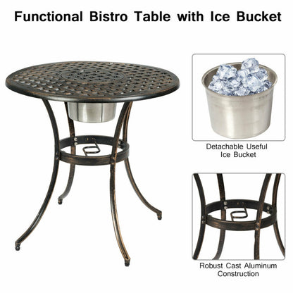 3-Piece Outdoor Set Patio Bistro with Attached Removable Ice Bucket