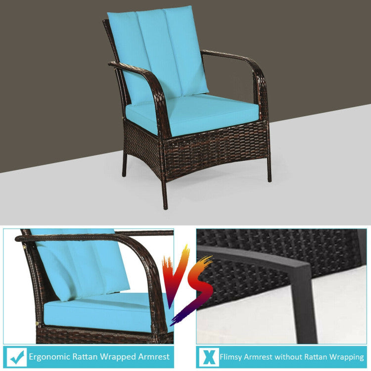 3 Pieces Patio Conversation Rattan Furniture Set