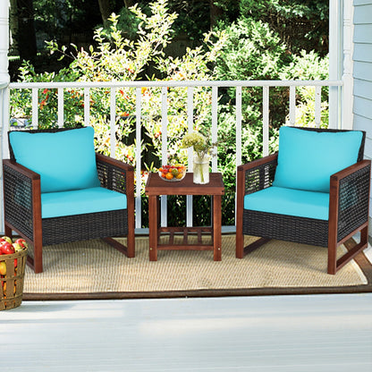 3-Piece Acacia Wood Patio Furniture Set with Coffee Table