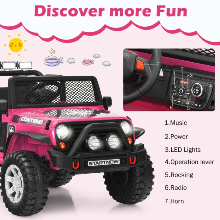 Costway 12V Kids Remote Control Electric Ride On Truck Car with Lights and Music