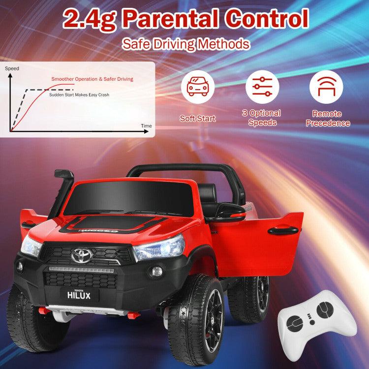 Costway 2*12V Licensed Toyota Hilux Ride On Truck Car 2-Seater 4WD with Remote