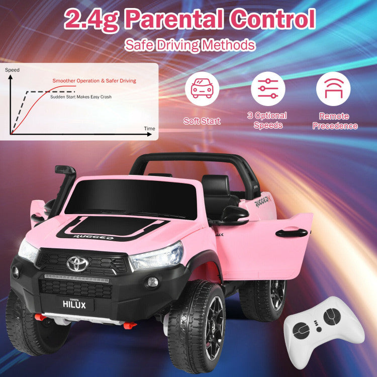 Costway 2*12V Licensed Toyota Hilux Ride On Truck Car 2-Seater 4WD with Remote