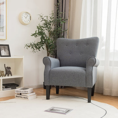 Modern Fabric Armchair with Rubber Wood Legs