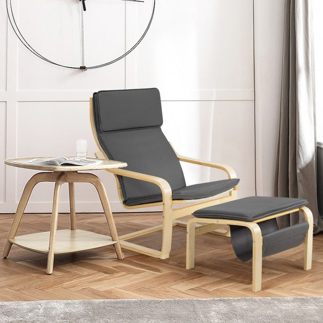 Relax Bentwood Lounge Chair Set with Magazine Rack