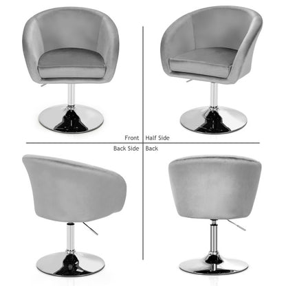 360 Degree Swivel Makeup Stool Accent Chair with Round Back and Metal Base