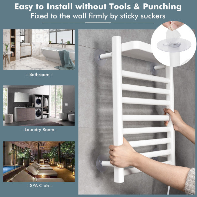 110W Electric Heated Towel Rack with Top Tray for Bathroom and Kitchen