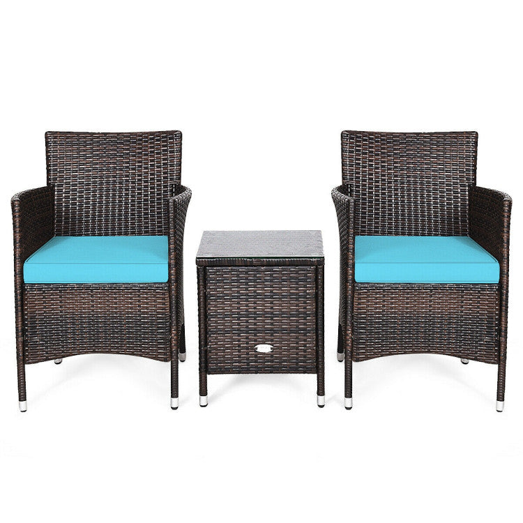 3-Piece Ergonomic Wicker Patio Conversation Set