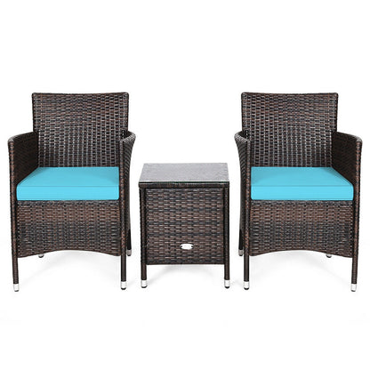 3-Piece Ergonomic Wicker Patio Conversation Set