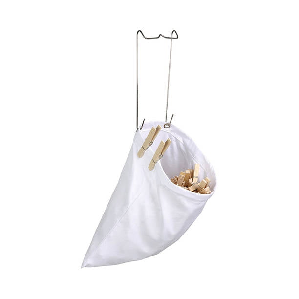 🔥 Honey Can Do Cotton Clothespin Bag with Metal Hanging Hook, White