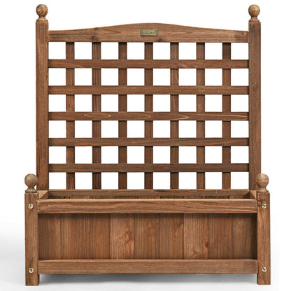 Weather-resistant Outdoor Solid Wood Planter Box With Trellis