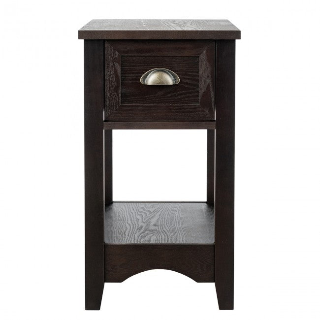 Set of 2 Contemporary Side End Table with Drawer