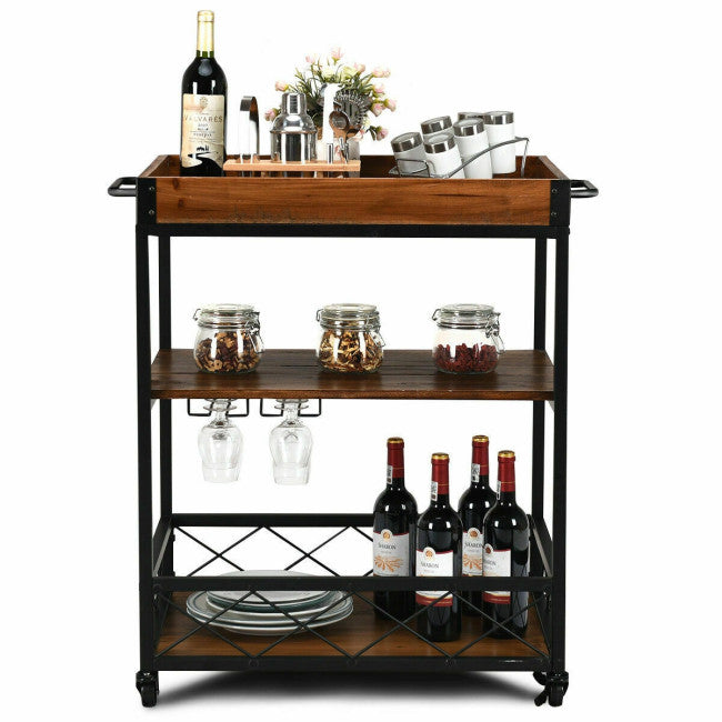 3 Tier Serving Dining Storage Shelf Rolling Kitchen Trolley