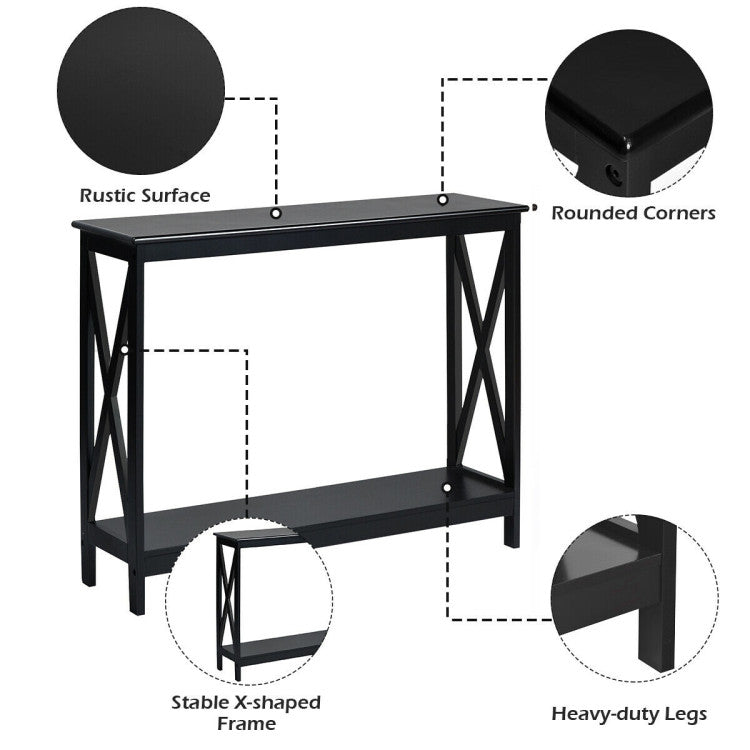 2-Tier Console X-Design Sofa Side Accent Table