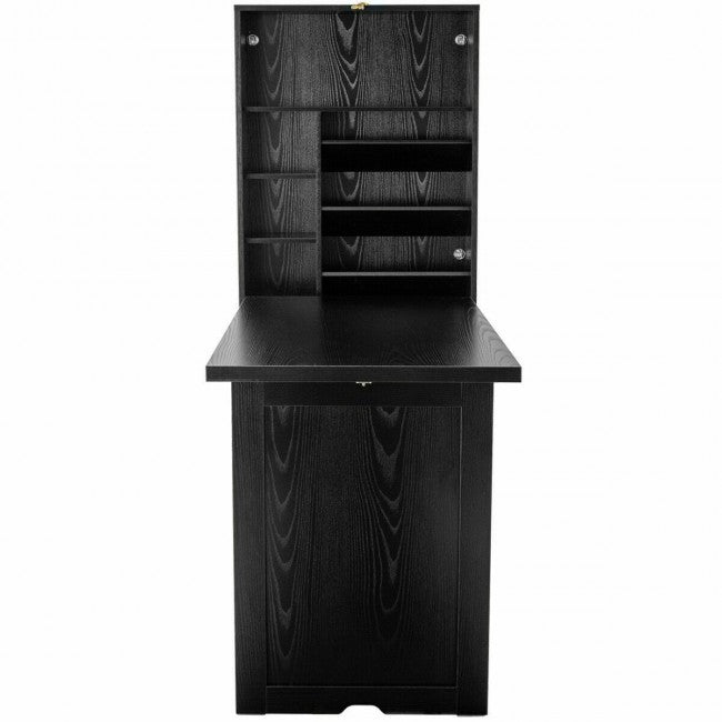 Wall Mounted Fold-Out Convertible Floating Desk Space Saver