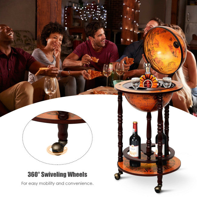 16th Century Wood Globe Wine Bar Stand