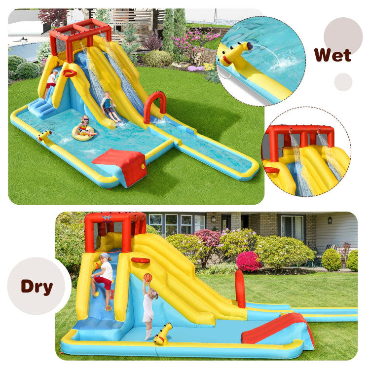 Costway 7-in-1 Inflatable Dual Slide Water Park Bounce House Without Blower