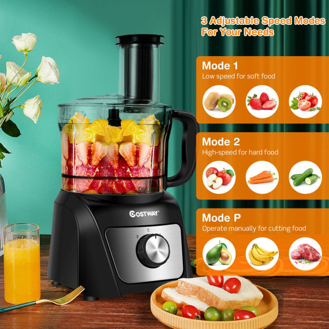 8 Cup Food Processor 500W Variable Speed Blender Chopper with 3 Blades