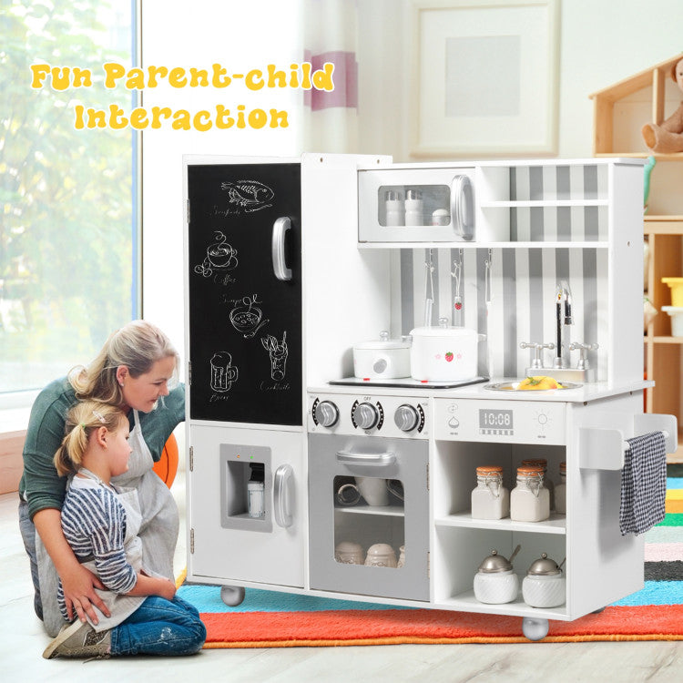 Costway Wooden Pretend Play Kitchen Sets with Simulated Sound