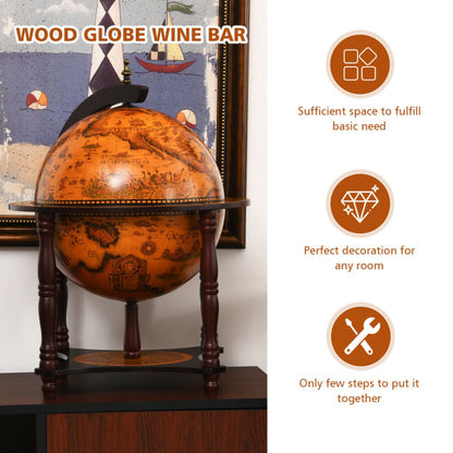 23 Inch Globe Wine Bar Stand for Dining Room and Living Room