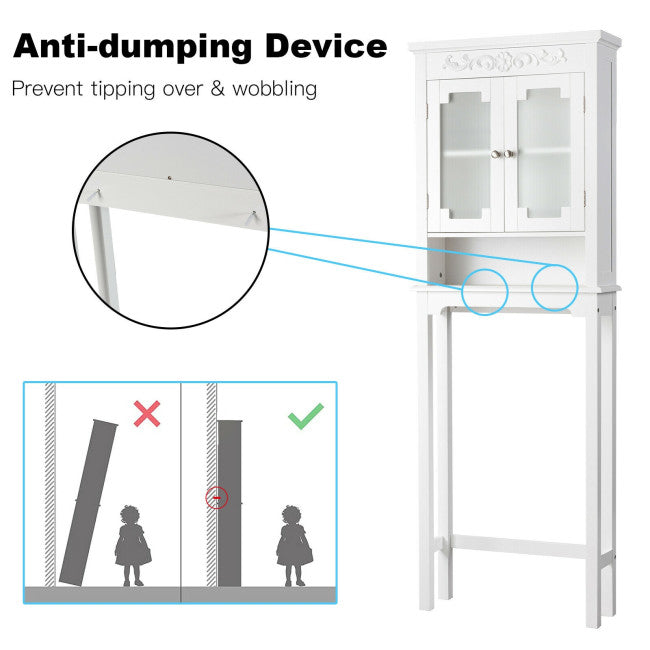 Bathroom Space Saver Carved Top Toilet Rack with Adjustable Shelf