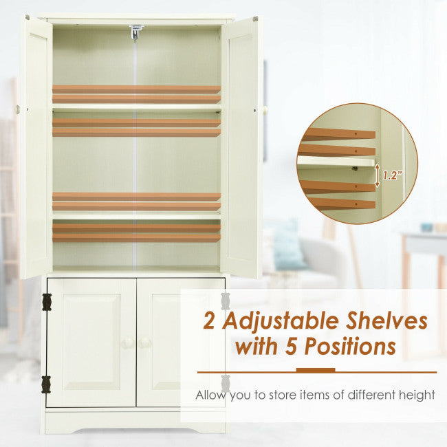 Accent Floor Storage Cabinet with Adjustable Shelves Antique 2-Door
