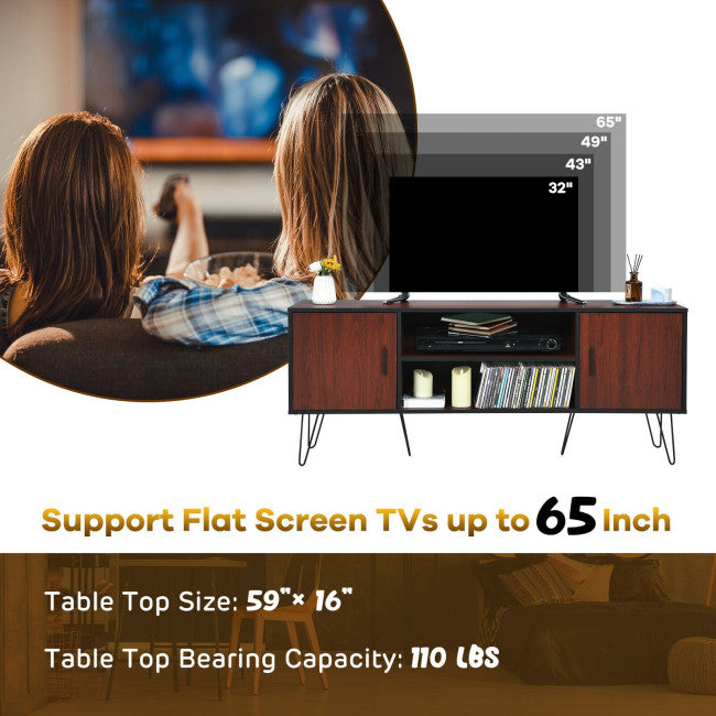 59 Inches Retro Wooden TV Stand for TVs up to 65 Inches