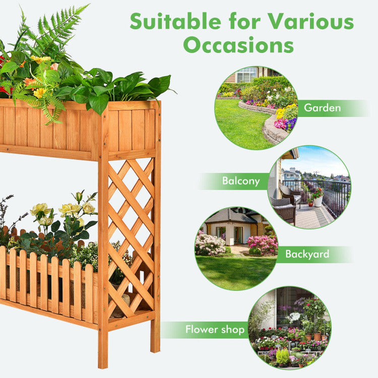 Wooden 2-Tier Raised Garden Bed