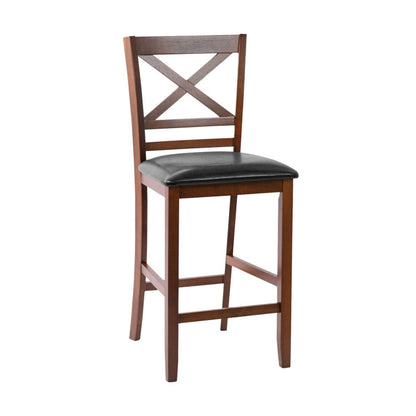 Set of 2 Bar Stools 25 Inch Counter Height Chairs with PU Leather Seat