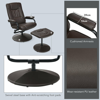 360° PVC Leather Swivel Recliner Chair with Ottoman