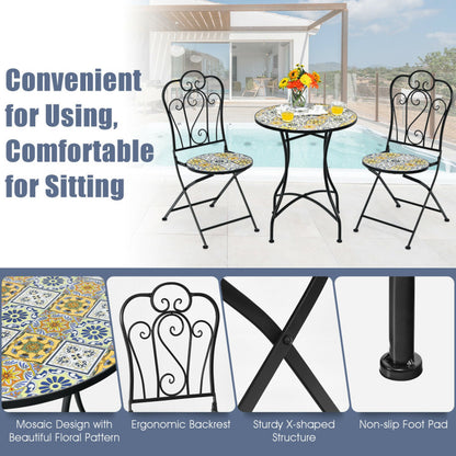 3-Piece Patio Bistro Mosaic Design Set