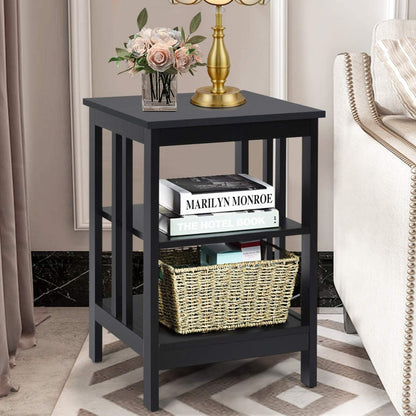 2 Pieces 3-Tier Nightstand with Reinforced Bars and Stable Structure