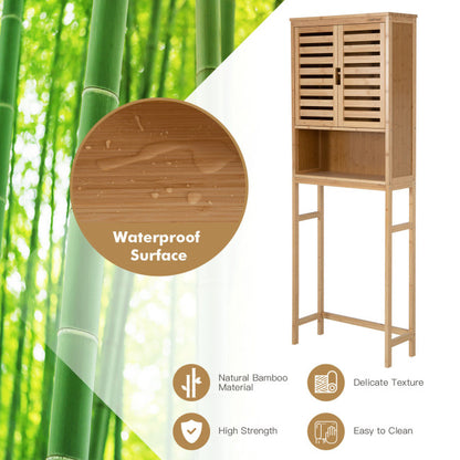 Bamboo Over The Toilet Storage Cabinet Bathroom with Adjustable Shelf