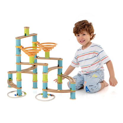 Costway 162 Pieces Bamboo Marble Run Educational Learning Toy Set