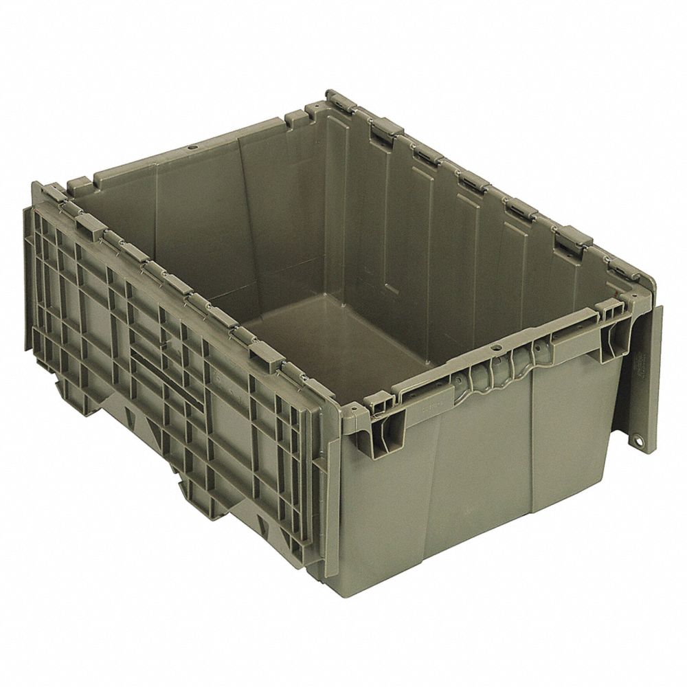 Attached Lid Container, 1.27 cu. ft., Gray