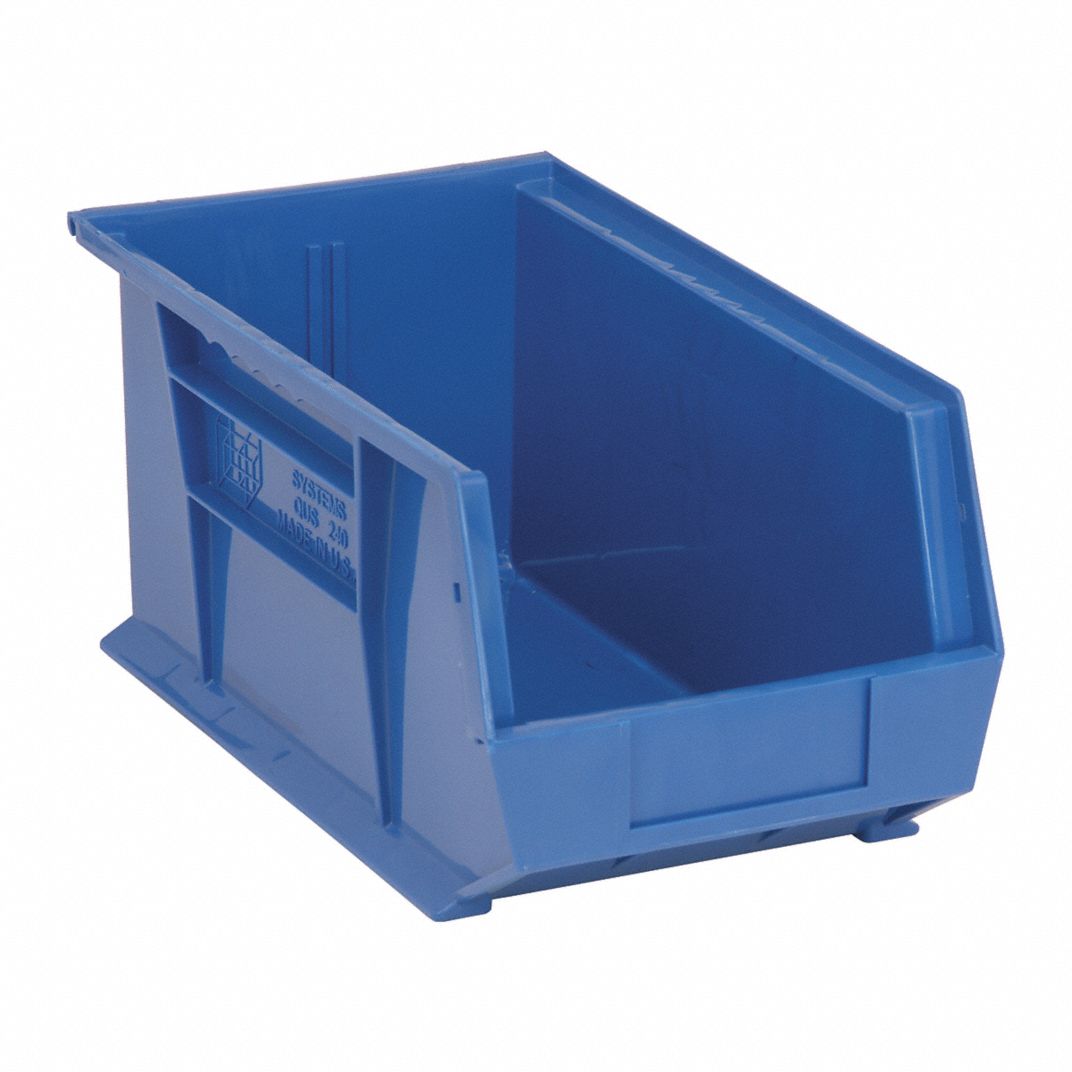 Blue Hang and Stack Bin, 14-3/4"L x 8-1/4"W x 7"H