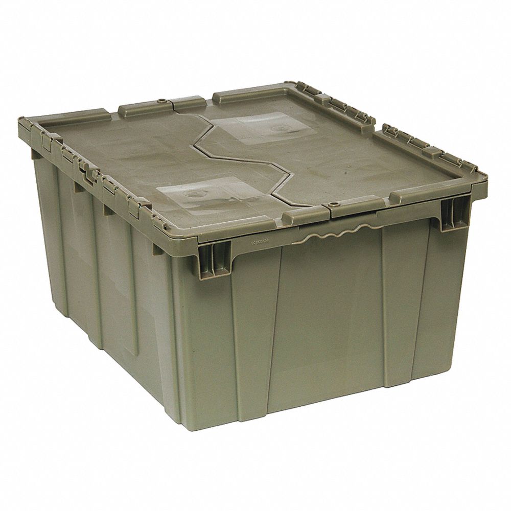 Attached Lid Container, 4.00 cu. ft., Gray