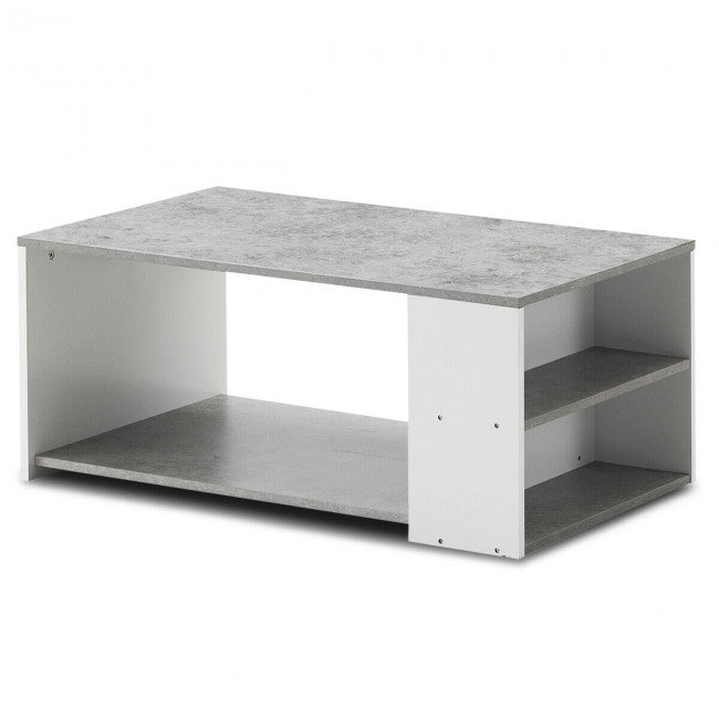 Coffee Table Sofa Side Table with Storage Shelves