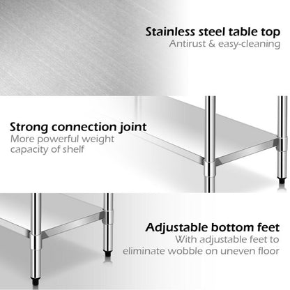 30 x 48 Inch Stainless Steel Food Preparation Kitchen Table