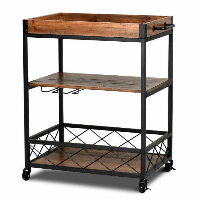 3 Tier Serving Dining Storage Shelf Rolling Kitchen Trolley