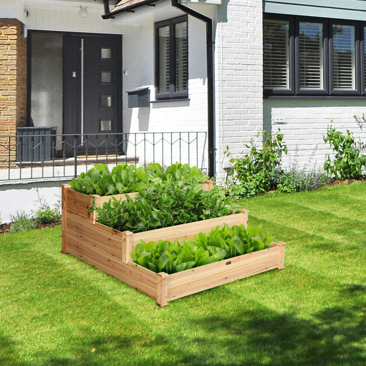 3-Tier Elevated Wooden Vegetable Garden Bed