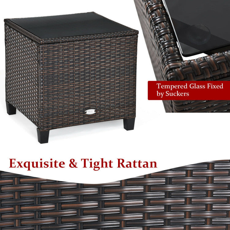 3-Piece Rattan Patio Furniture Set with Washable Cushion